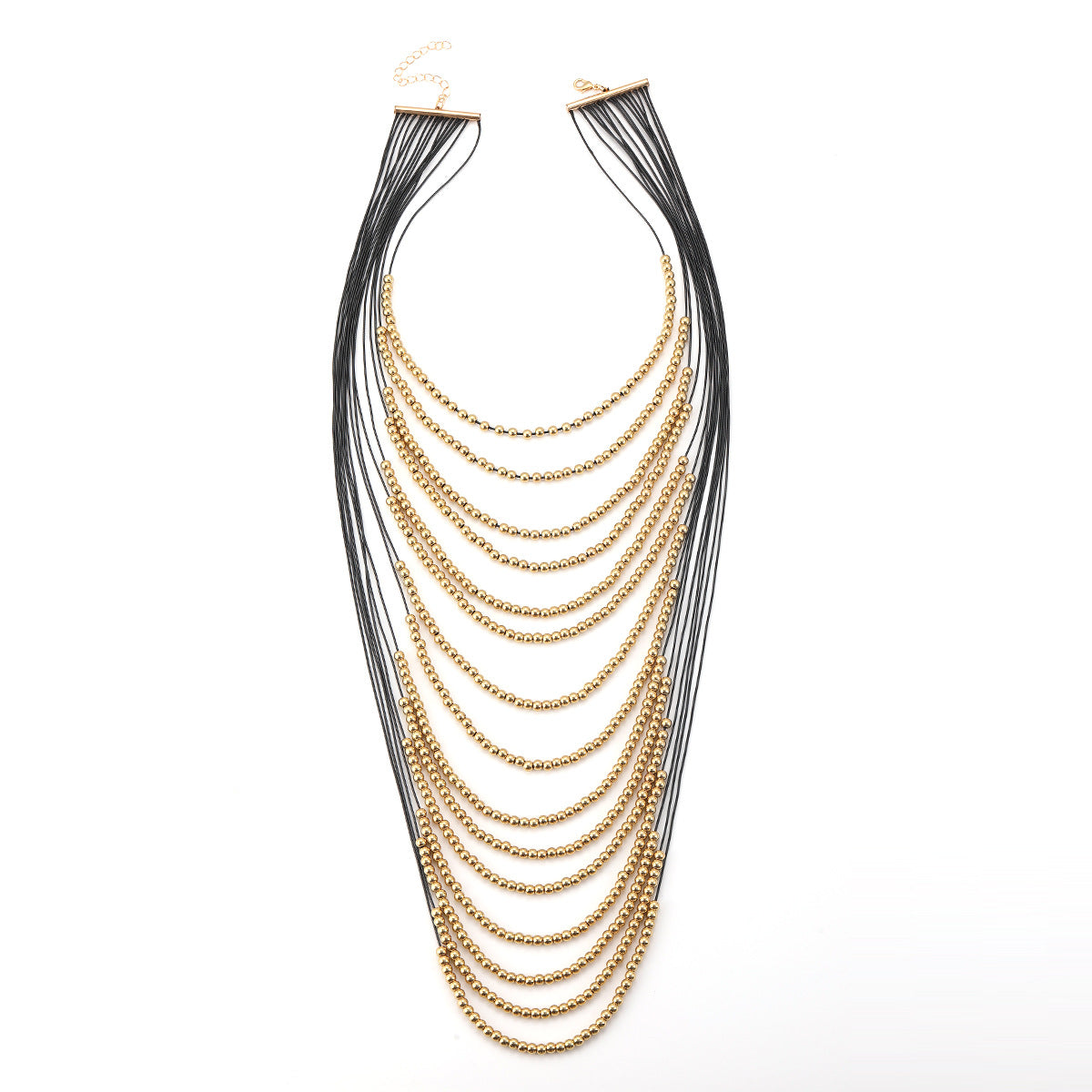 Multi layered gold bead exaggerated women's necklace