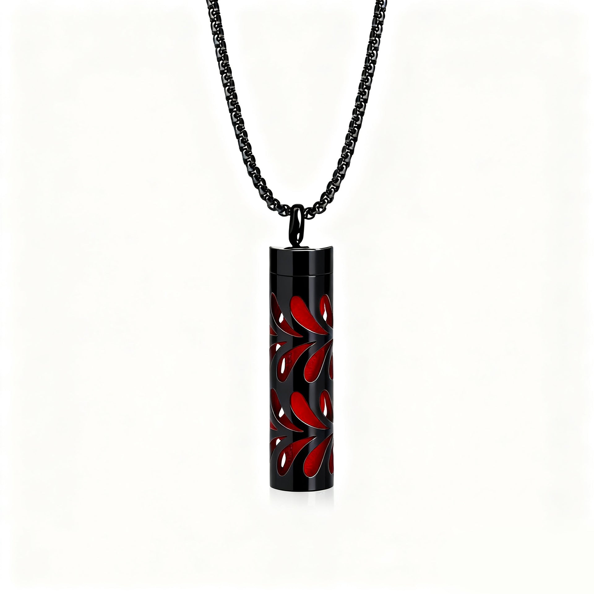 Cylindrical Heart-shaped Diffuser Pendant Necklace with Essential Oil, Stainless Steel Necklace for Men and Women, Titanium Steel Pendant