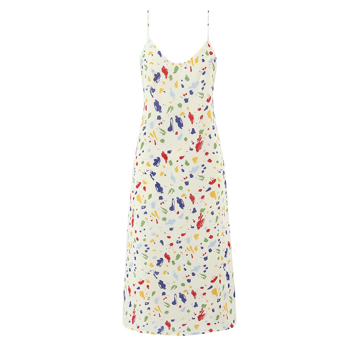 Colorful speckled backless lace up bow suspender dress