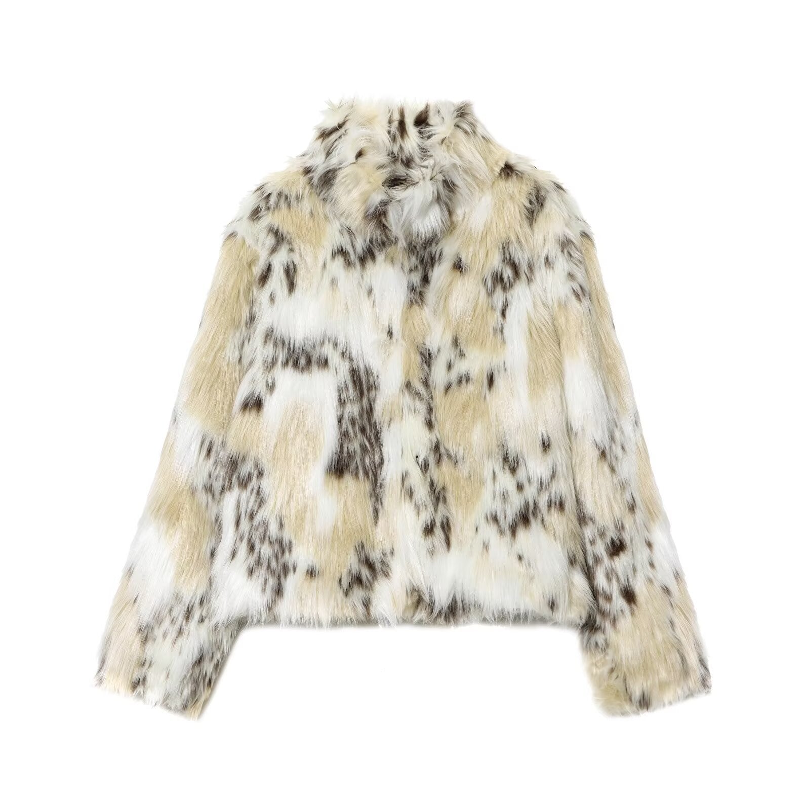 Artificial fur effect women's coat