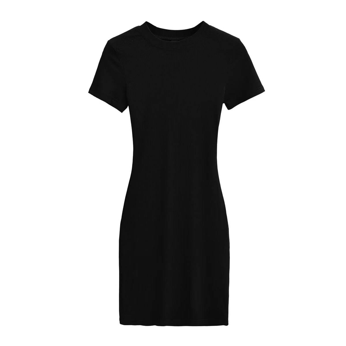 Round Neck Fitted Short Sleeve Dress for Women High Elastic Slim Fit Bodycon Mini Dress