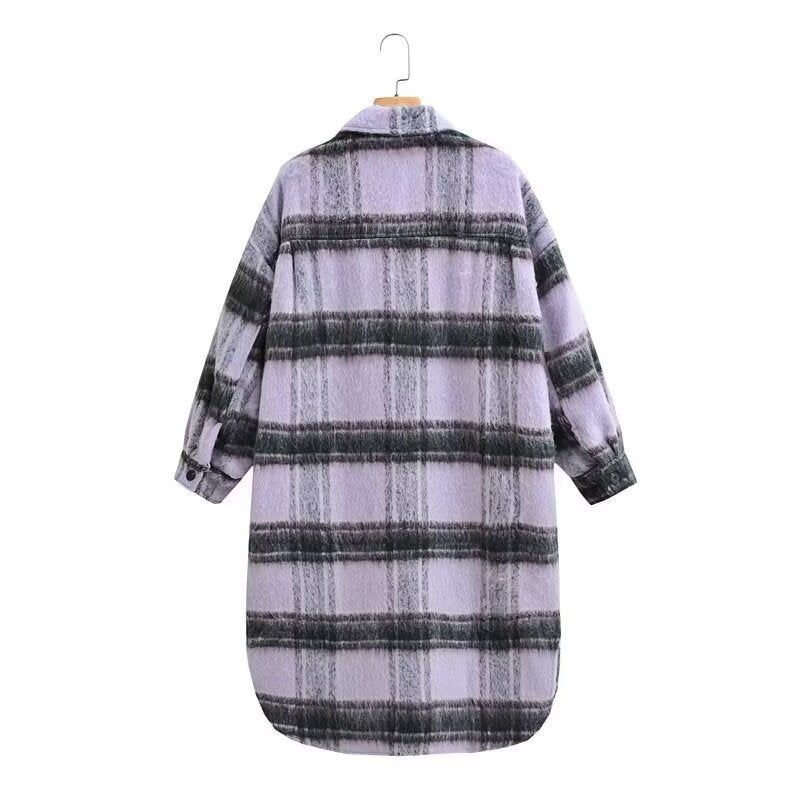 Versatile woolen plaid jacket