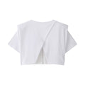 Lace waist cinching patchwork fake two piece short sleeved T-shirt