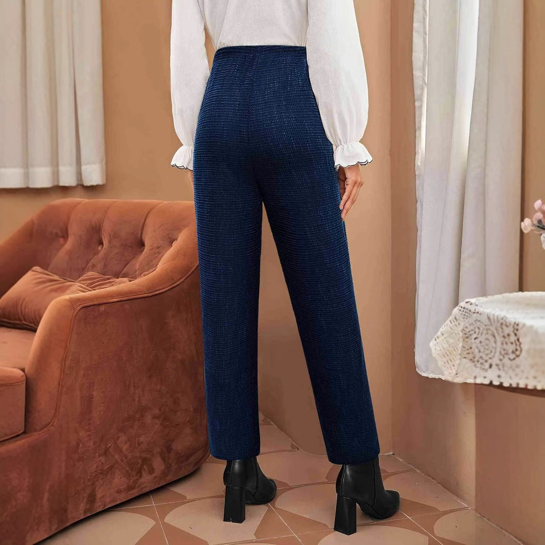 Double breasted knitted straight leg pants