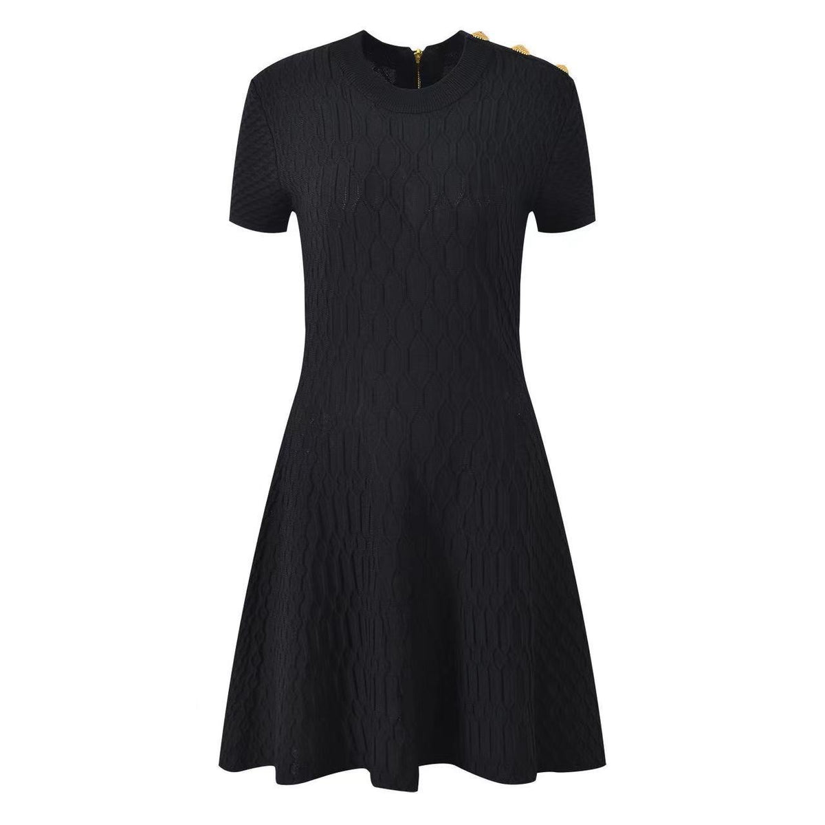 Short sleeved round neck A-line dress