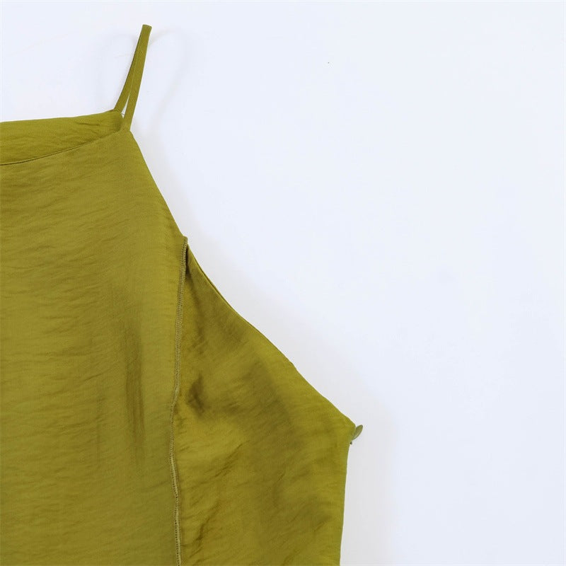 Loose Casual Solid Color Dress with Waist Belt for Women