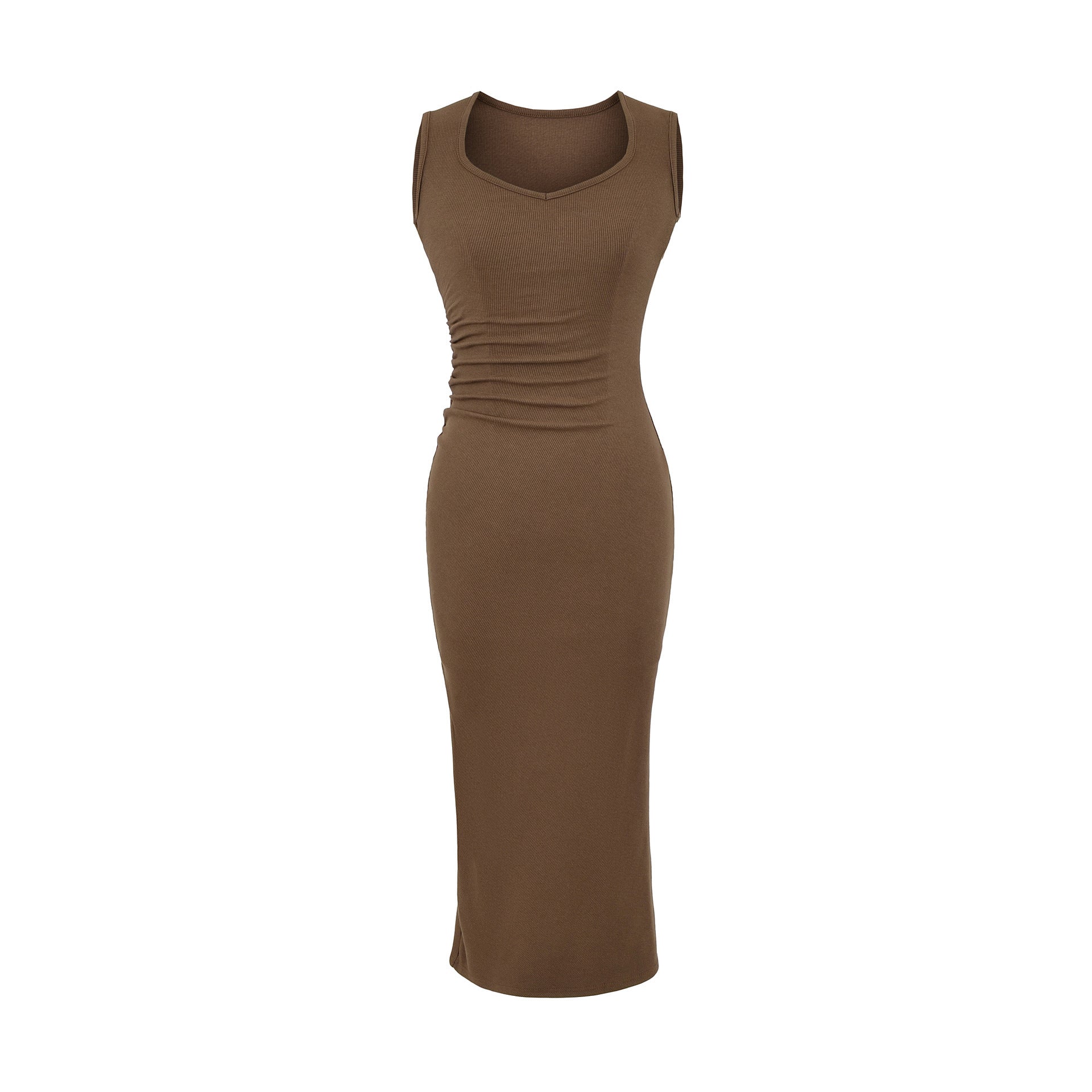 Chiffon Sleeveless A-Line Dress with Square Neck,Elegant Fit-and-Flare Midi Dress