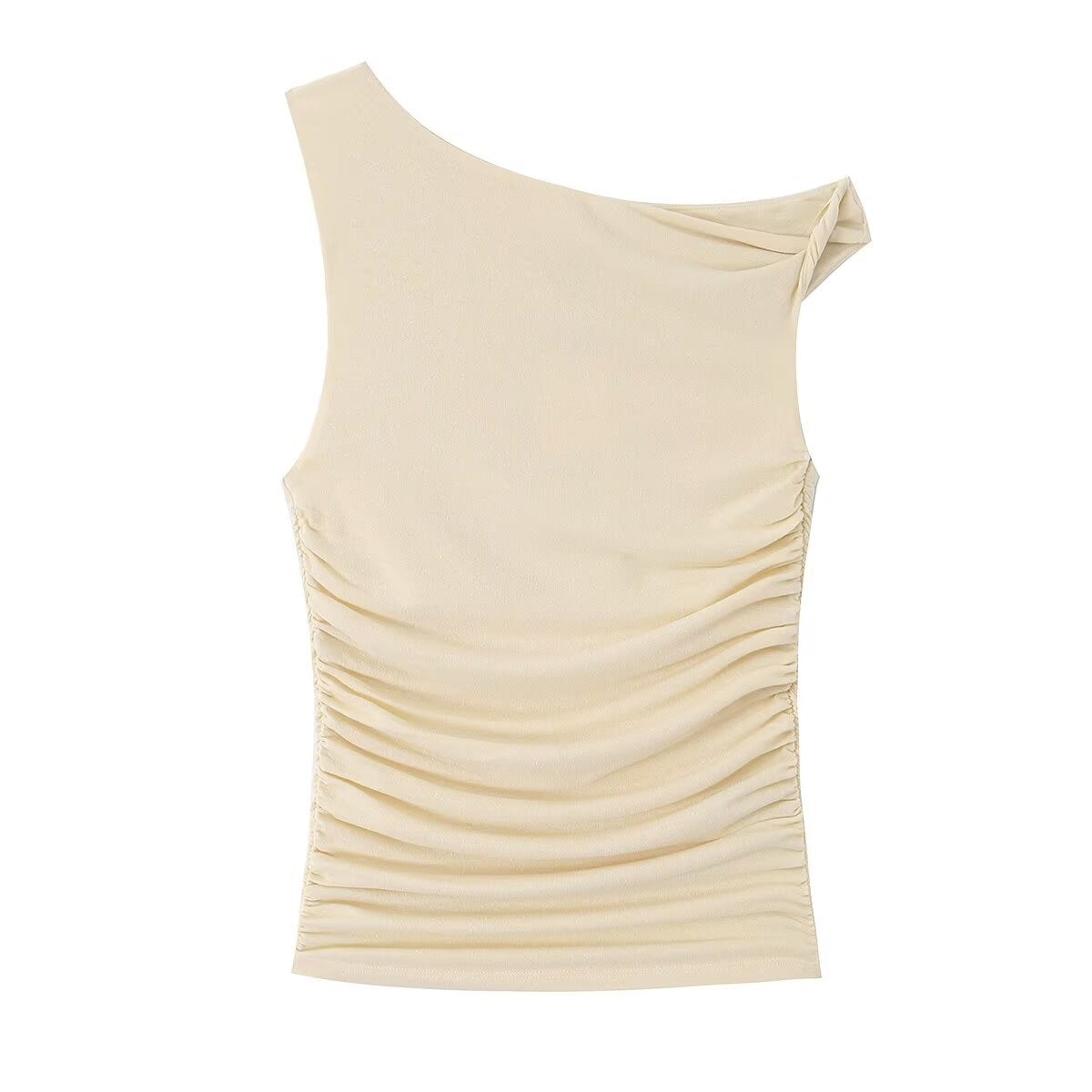 Spicy girl pleated asymmetrical sleeveless top