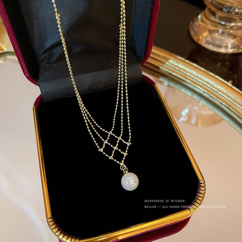 Colorful Pearl Lace Necklace Women's Multi-Layer Necklace Clavicle Chain