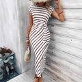 Short sleeved round neck long dress