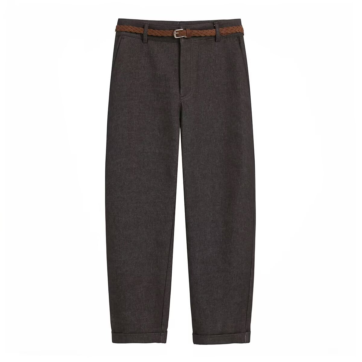 Street woven waistband casual straight leg pants