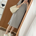 Cotton Dress Mid-Length Knee-Length  Loose Straight Silhouette Slimming Short Sleeve Dress