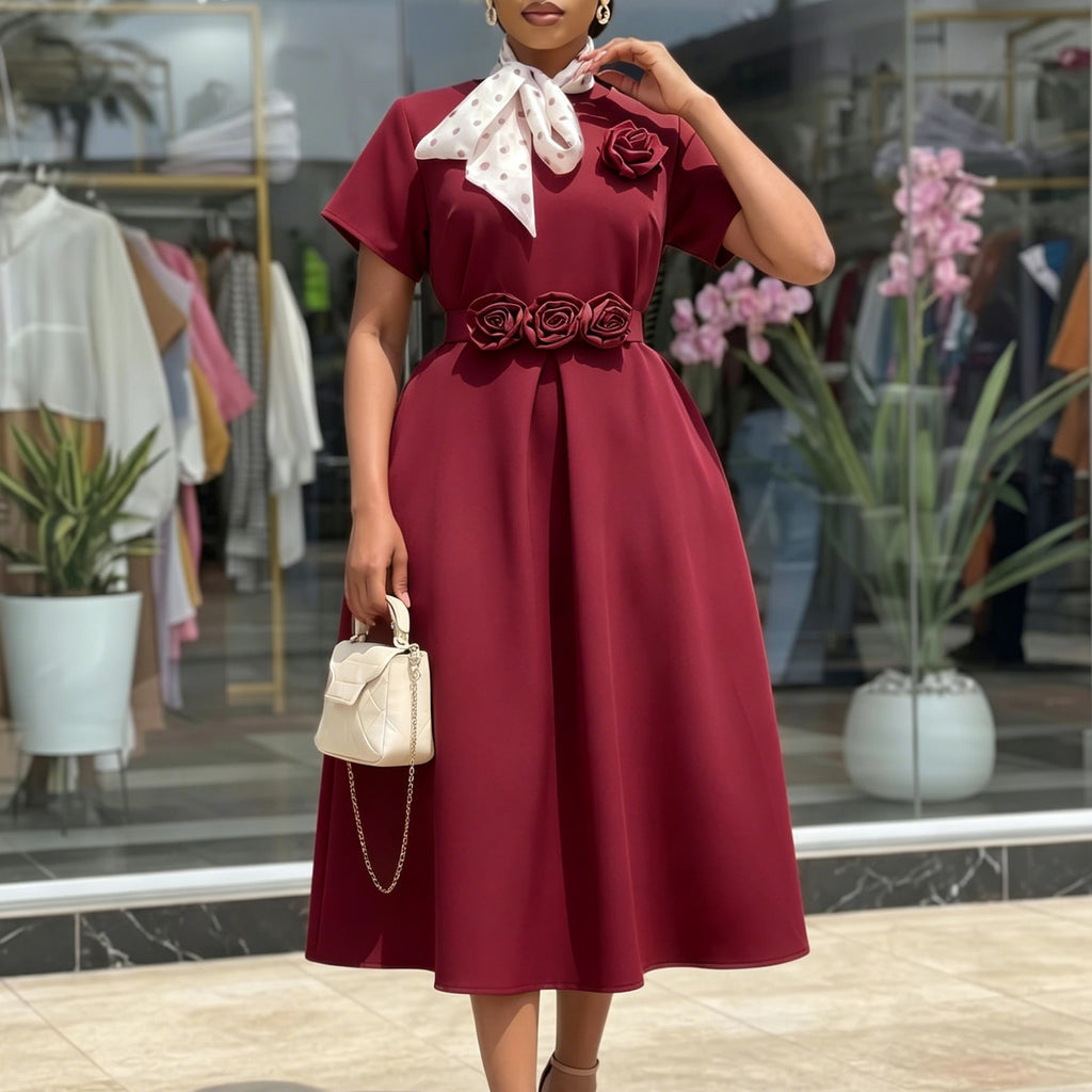 Round neck short sleeved dress