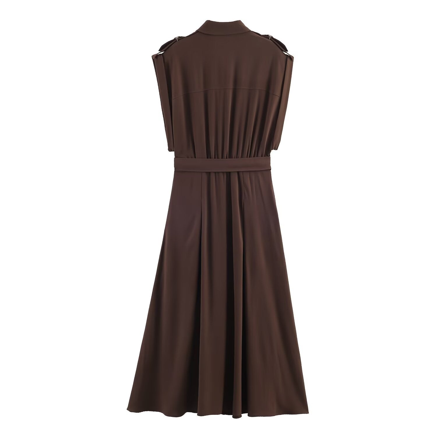 Belt and flute shirt style dress