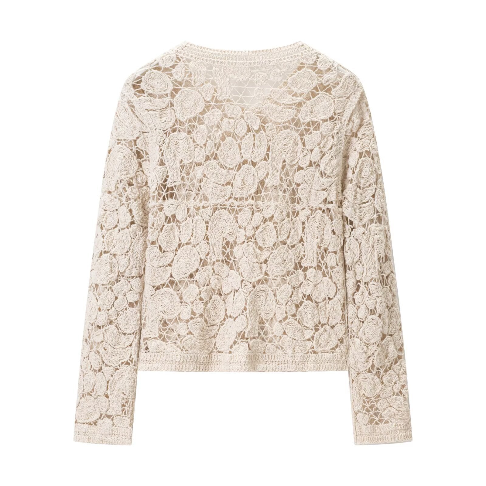 Hollow hook flower short knitted cardigan jacket