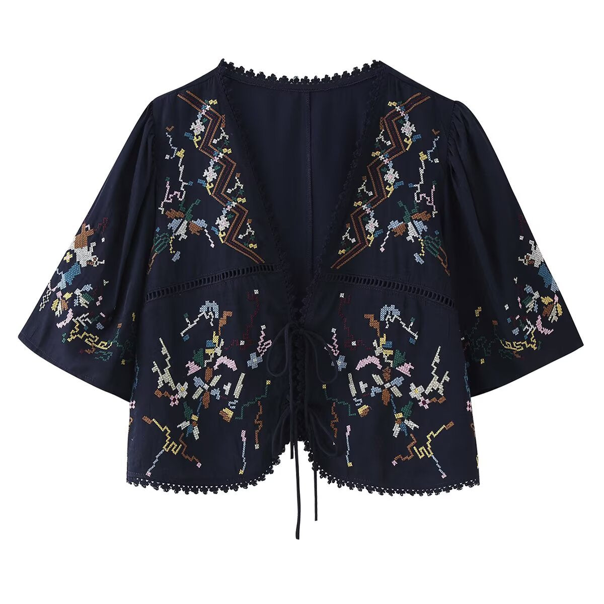 Flower Embroidered Short Top