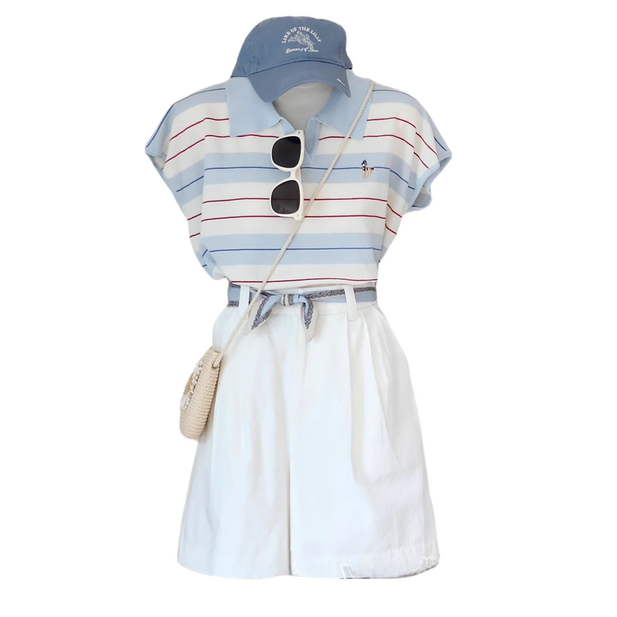 minimalist striped polo neck knitted top for women