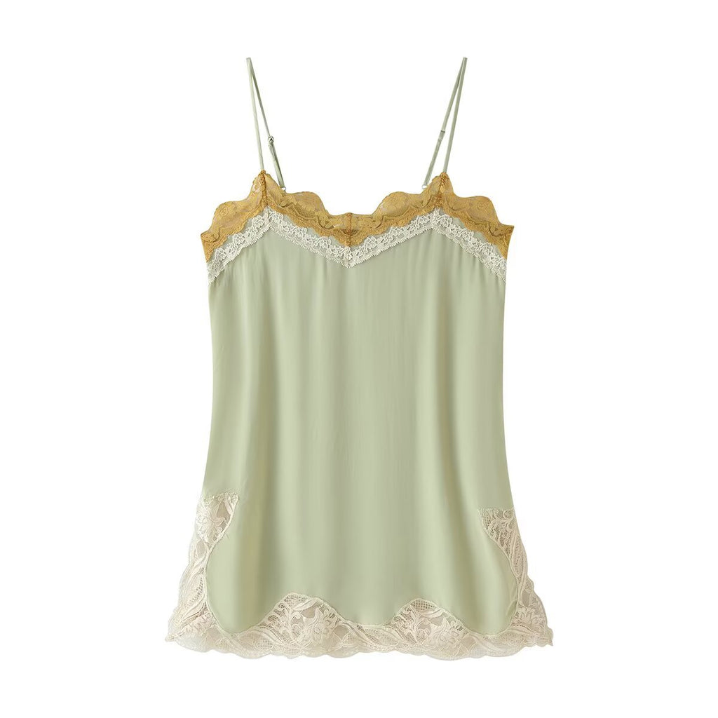 Hot girl lace patchwork camisole top