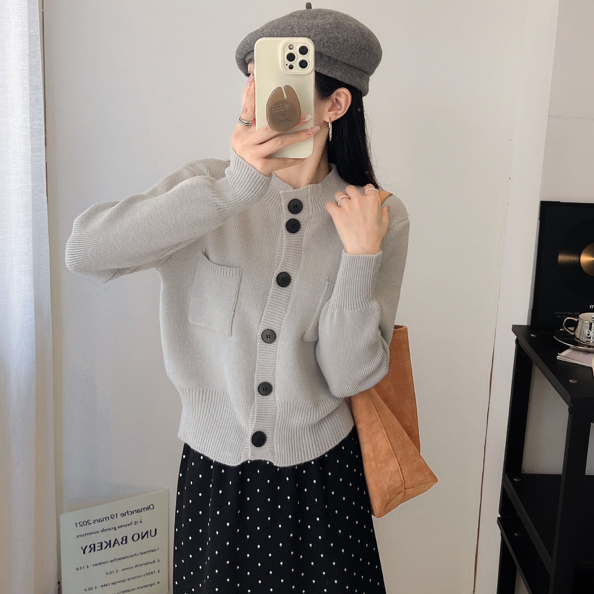 Short Knit Cardigan for Women, Slim Fit, Casual Pocket Sweater Coat