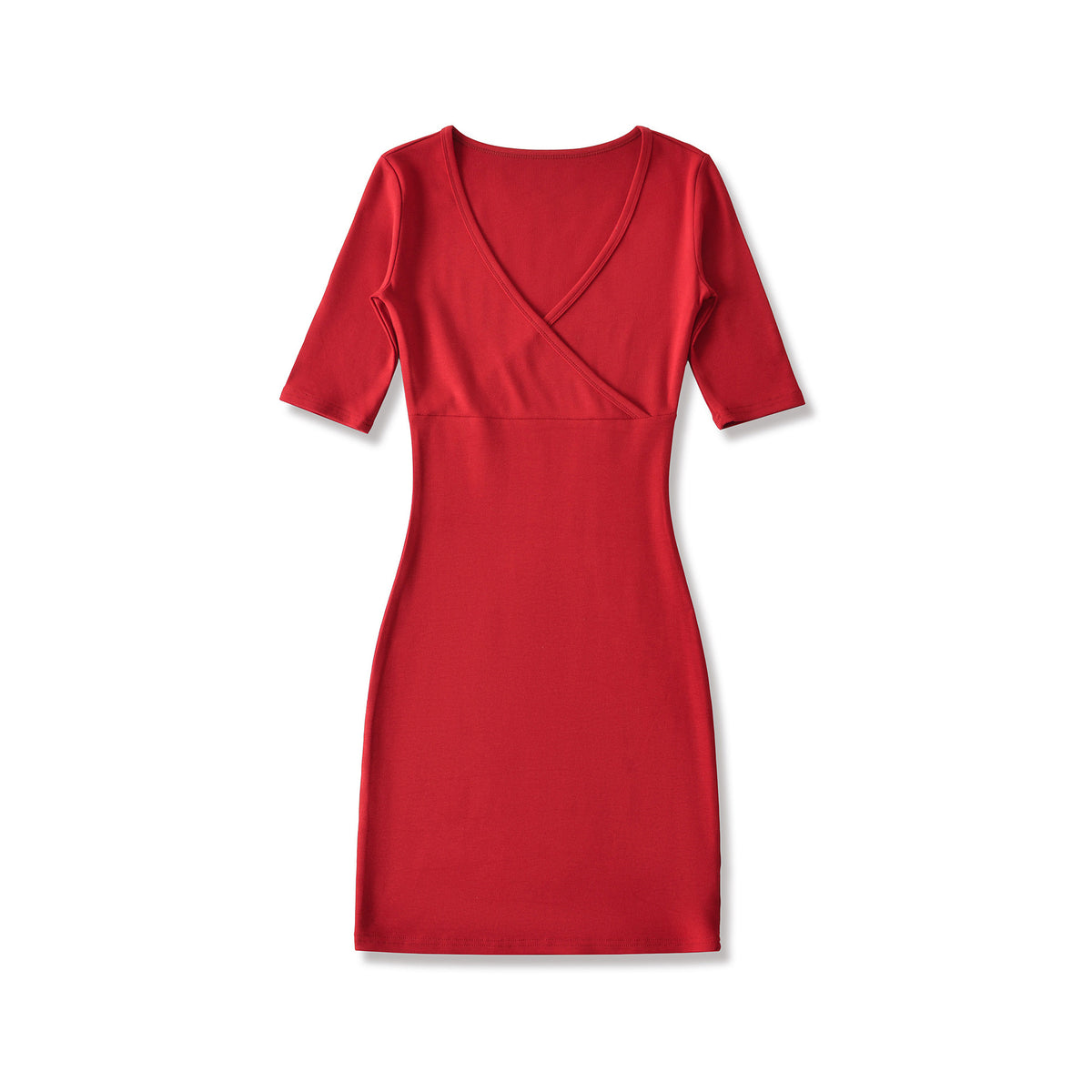 Slim cross V-neck waist cinched dress short skirt