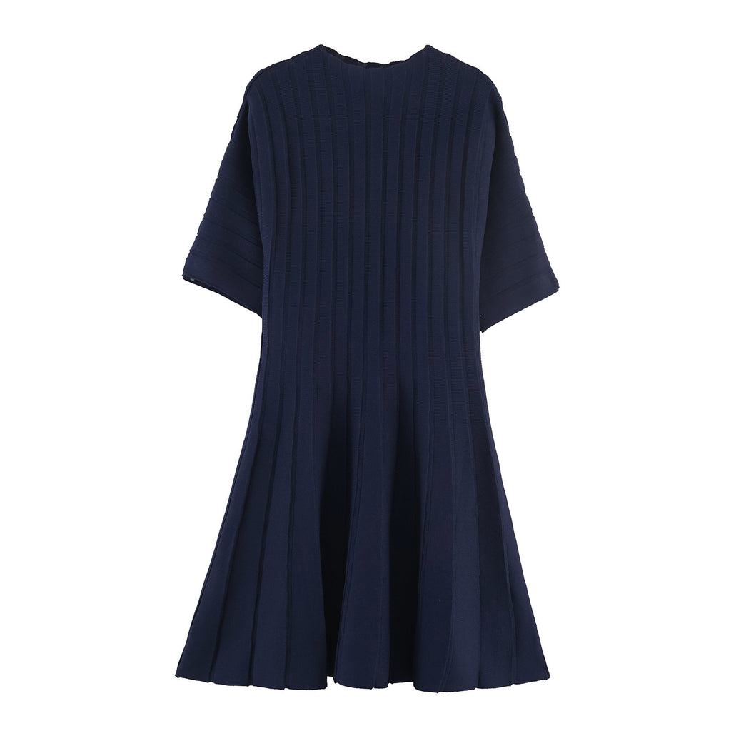 Bubble short sleeved ribbed knitted short dress