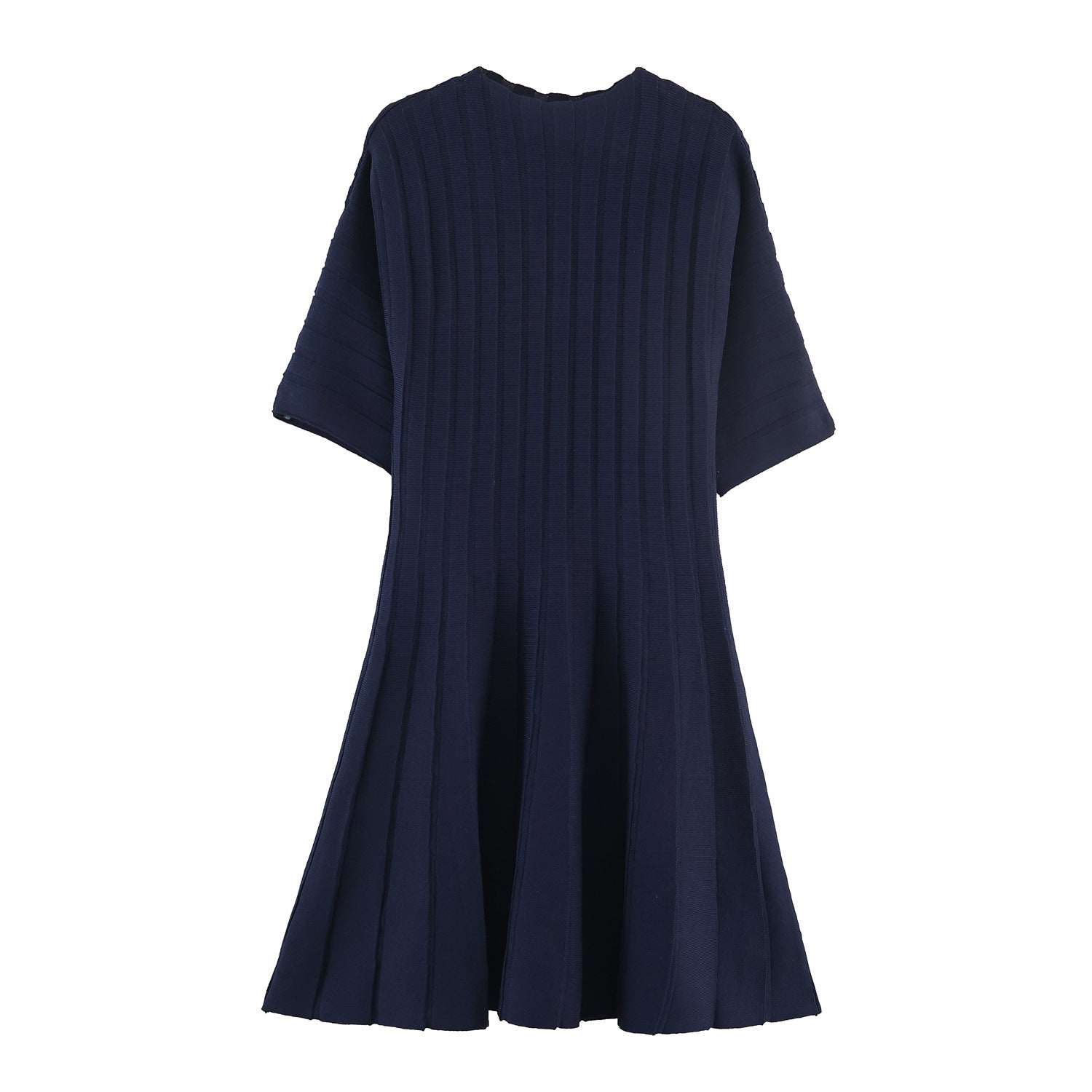 Bubble short sleeved ribbed knitted short dress