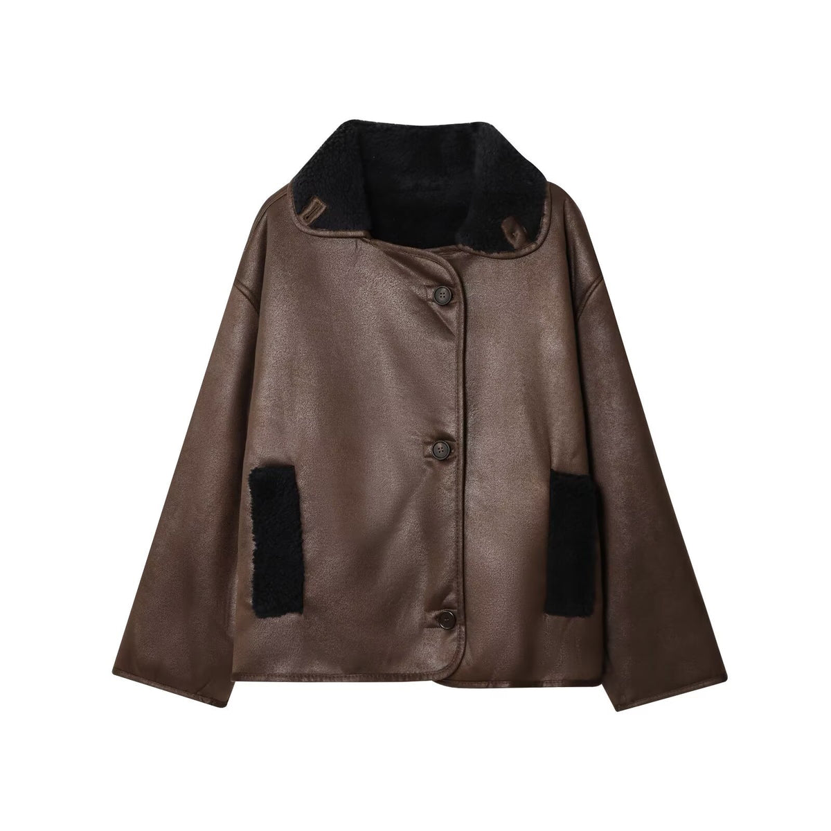 Fur integrated double-sided jacket for women