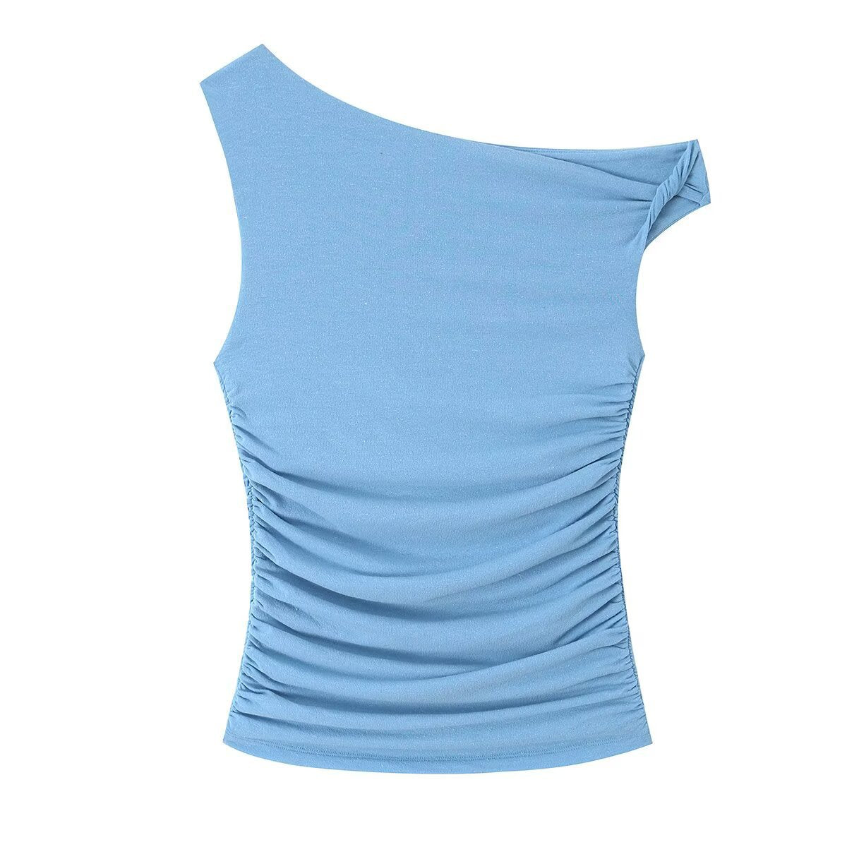 Spicy girl pleated asymmetrical sleeveless top