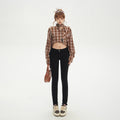 Dark Gray Jeans Low Waist Slim Fit Tight Skinny Pencil Pants
