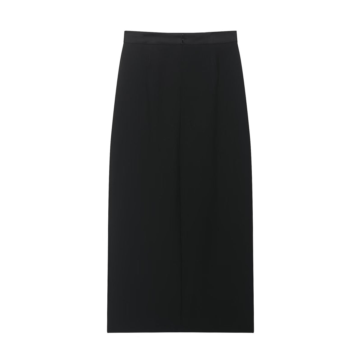 High waist slimming slit mid length hip hugging skirt