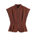 Elegant short skirt hem pleated top
