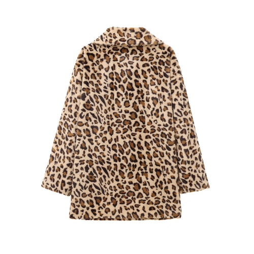 Animal print fur effect coat jacket
