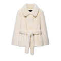 Women's clothing with waistband faux fur effect coat
