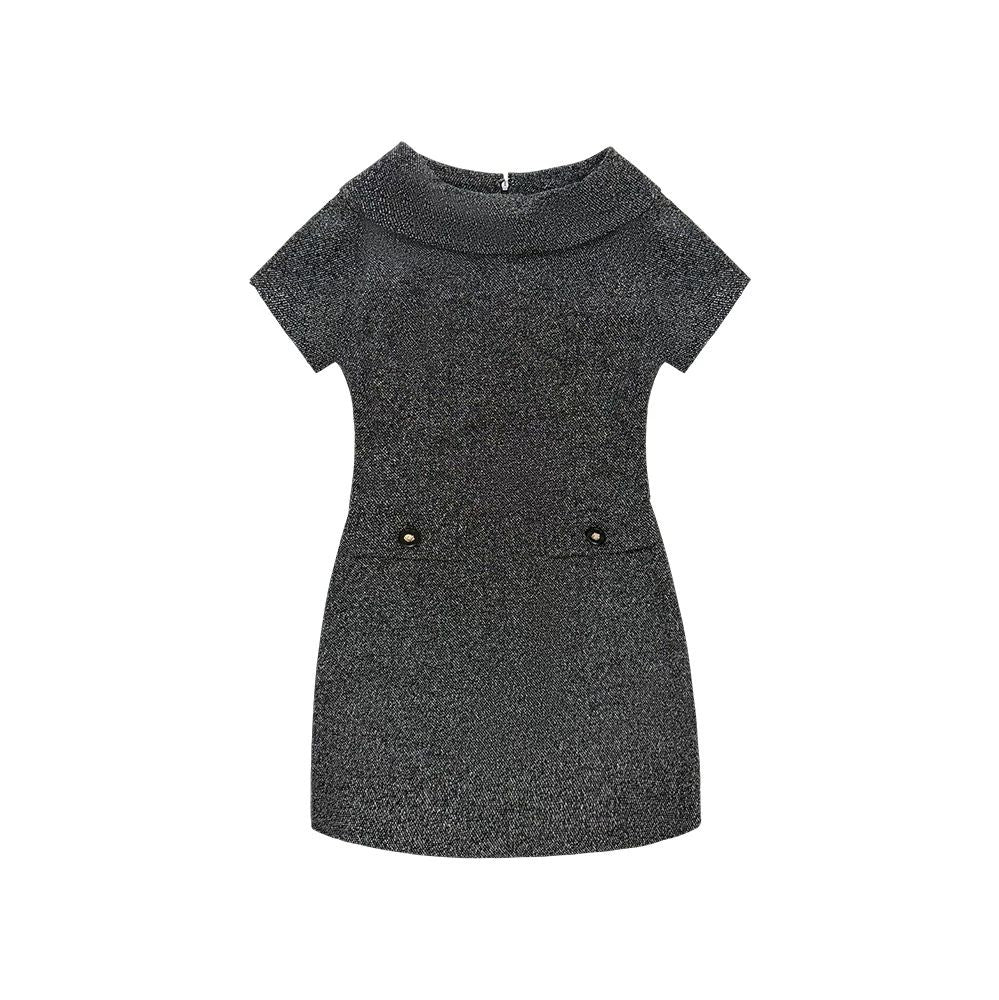 Hepburn Style Tailored Slim-Fitting Dress Elegant Boat Neck Black Dress