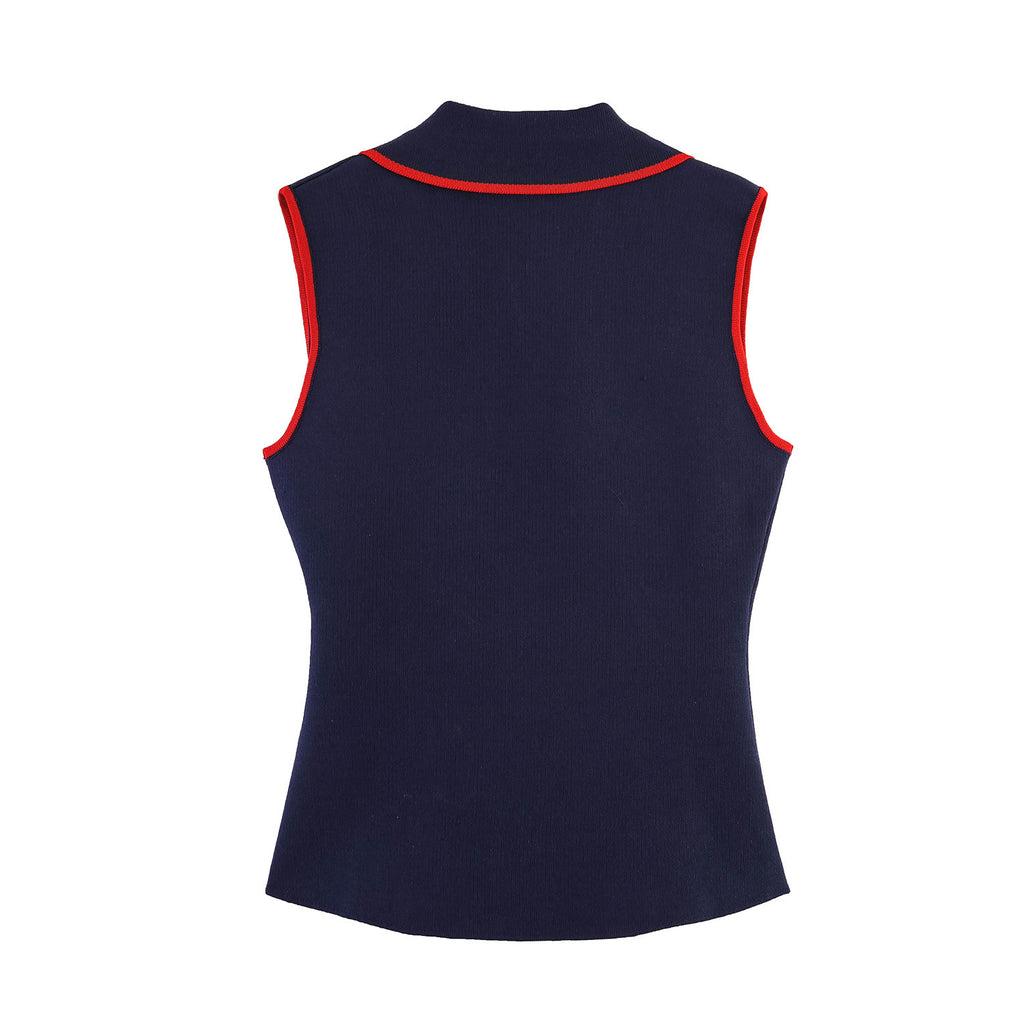Street double buckle double breasted sleeveless vest