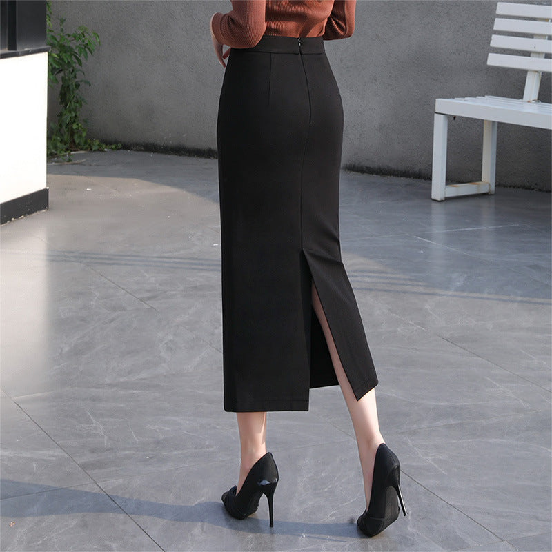 High Waist Red Brief Elegant Shaped Midi Half-body Pencil Skirt Women Fashion Tide New Spring Autumn