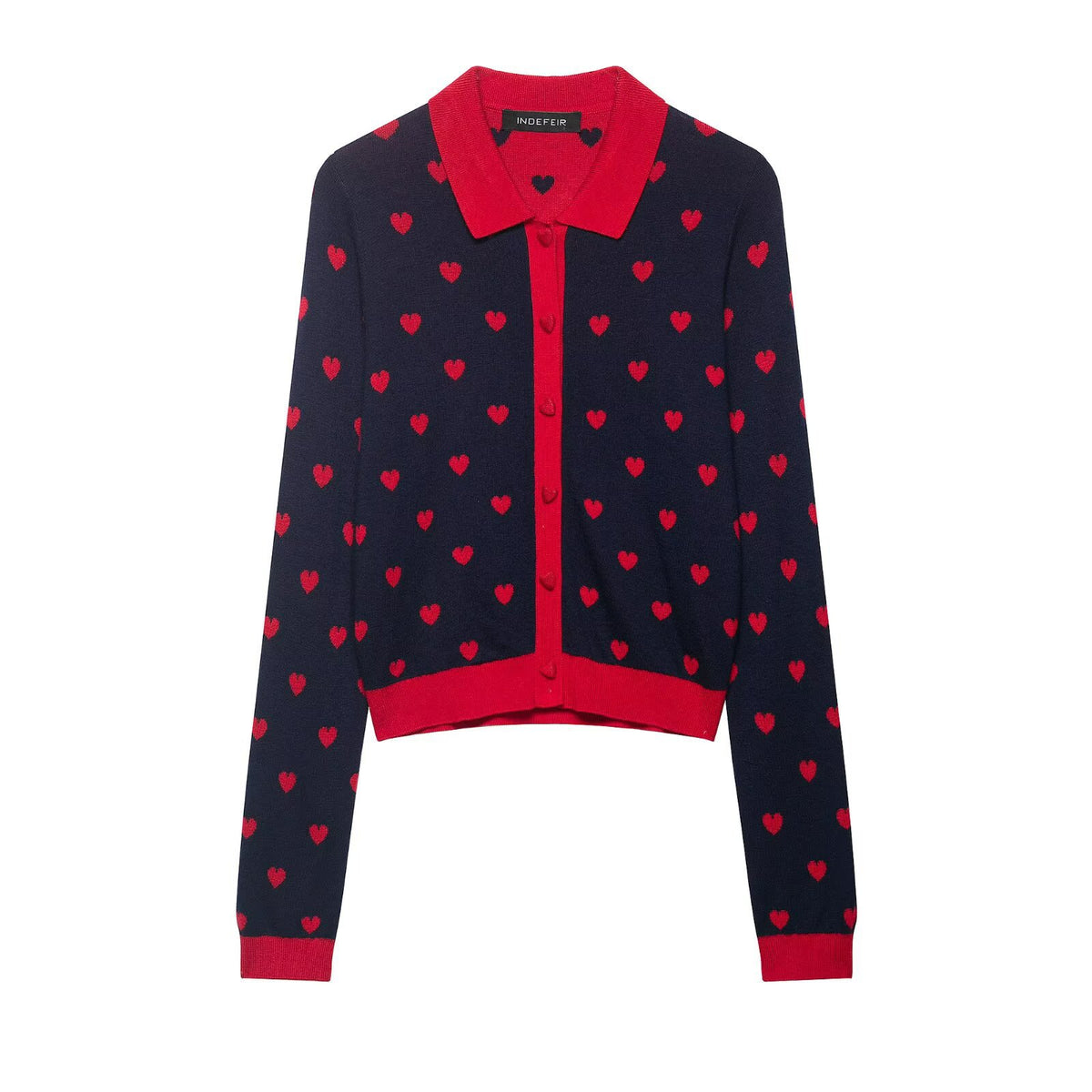 Heart shaped jacquard knitted jacket