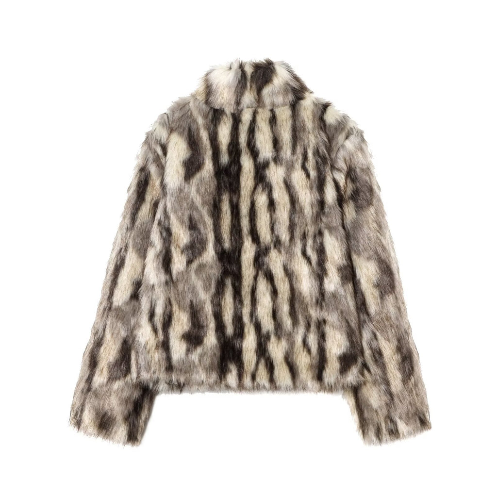 Artificial fur effect coat jacket
