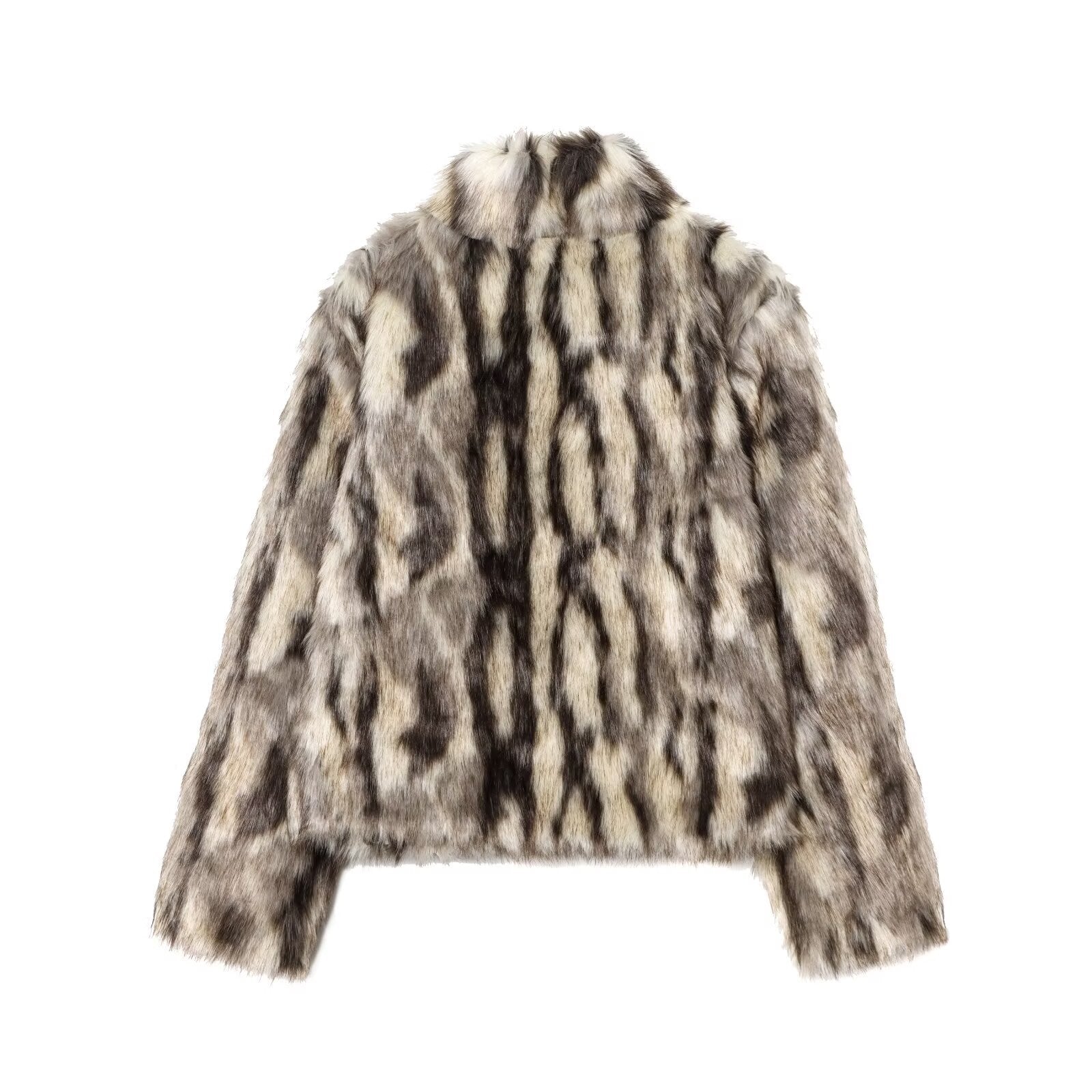 Artificial fur effect coat jacket