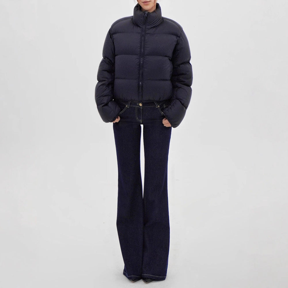 Low-Waist Original Color Straight Leg Flared Denim Jeans with Stretch,  Waist-Defining Long Pants for Women