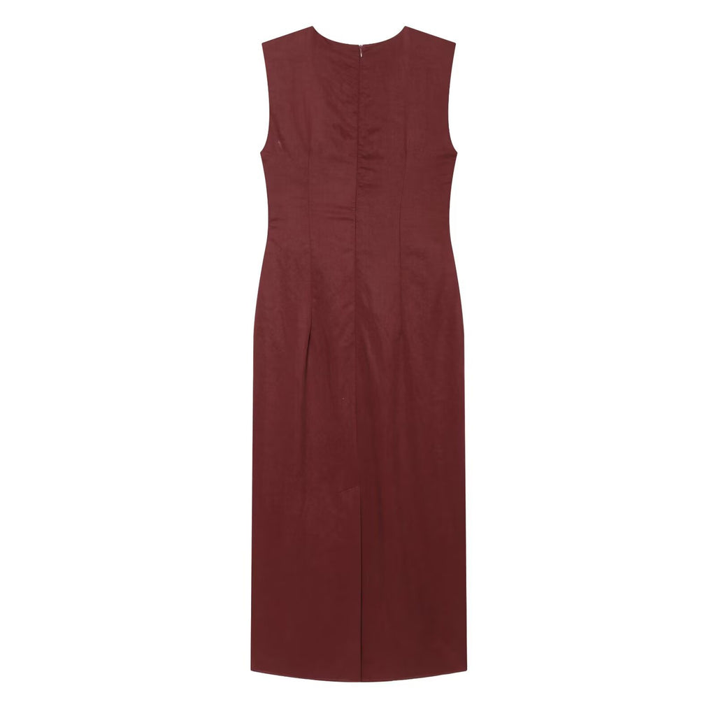 Elegant sleeveless waist strap dress
