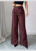 High waisted straight leg trousers for women