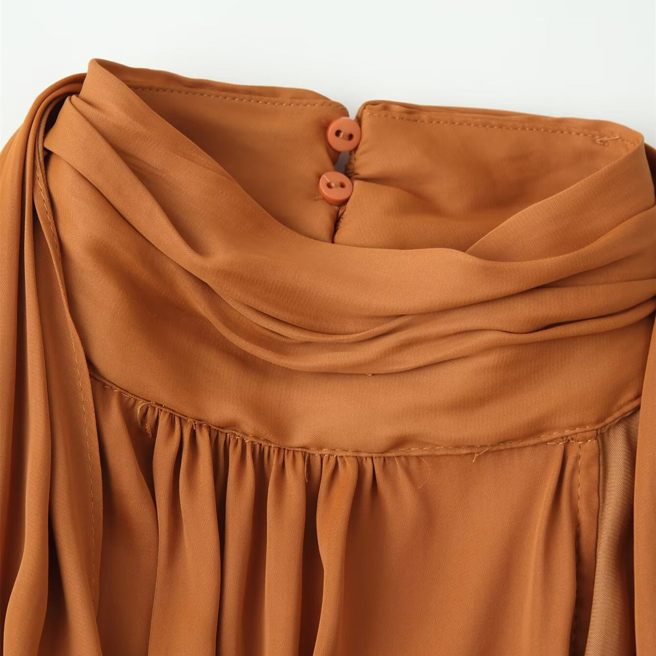 Spicy girl pleated silk hanging neck top