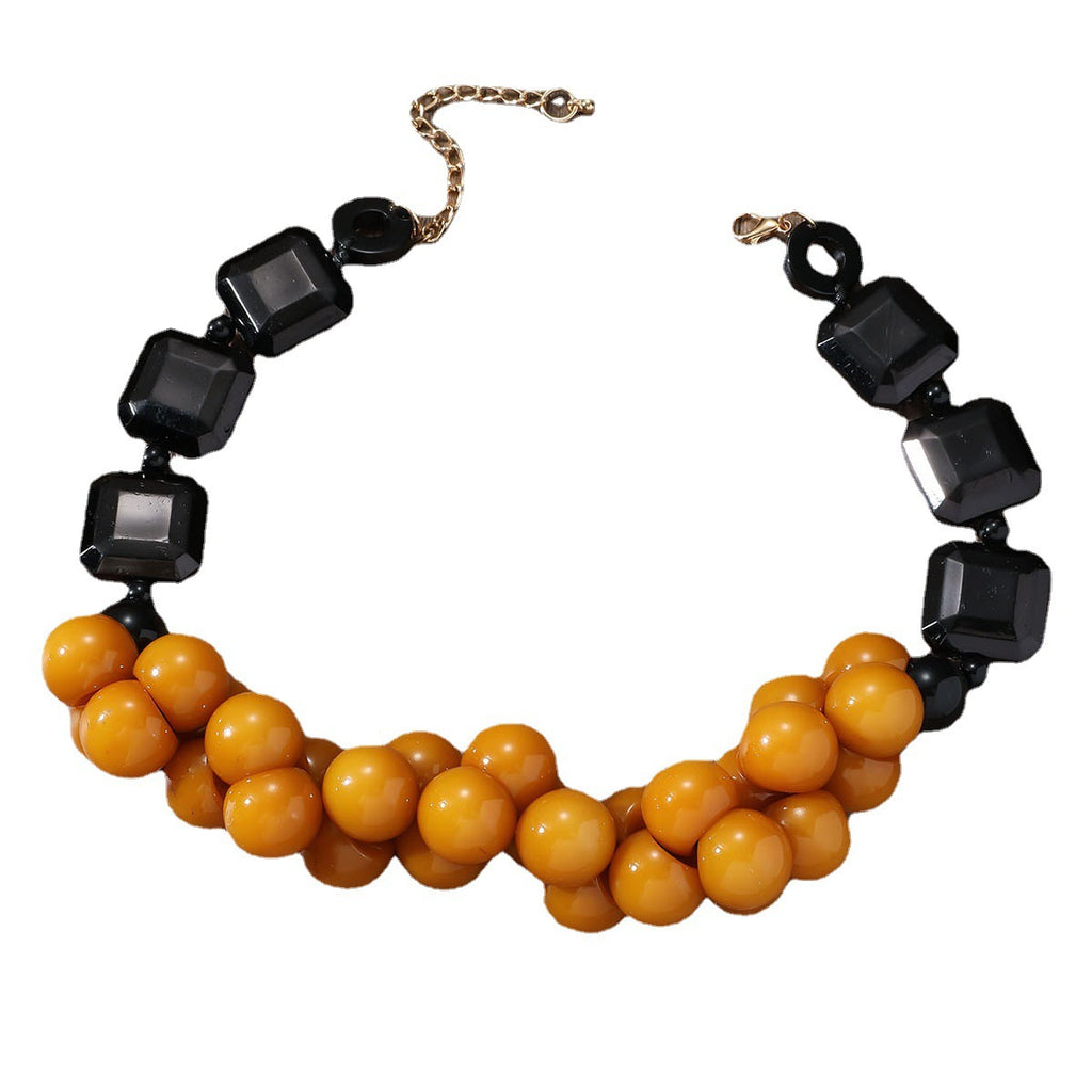New Trendy Beads Chains Big Pendant Necklaces for Women Statement Colorful Resin Chocker Necklace For Girl Summer Travel Jewelry