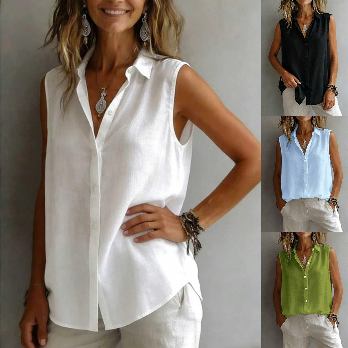 Solid color sleeveless women's shirt
