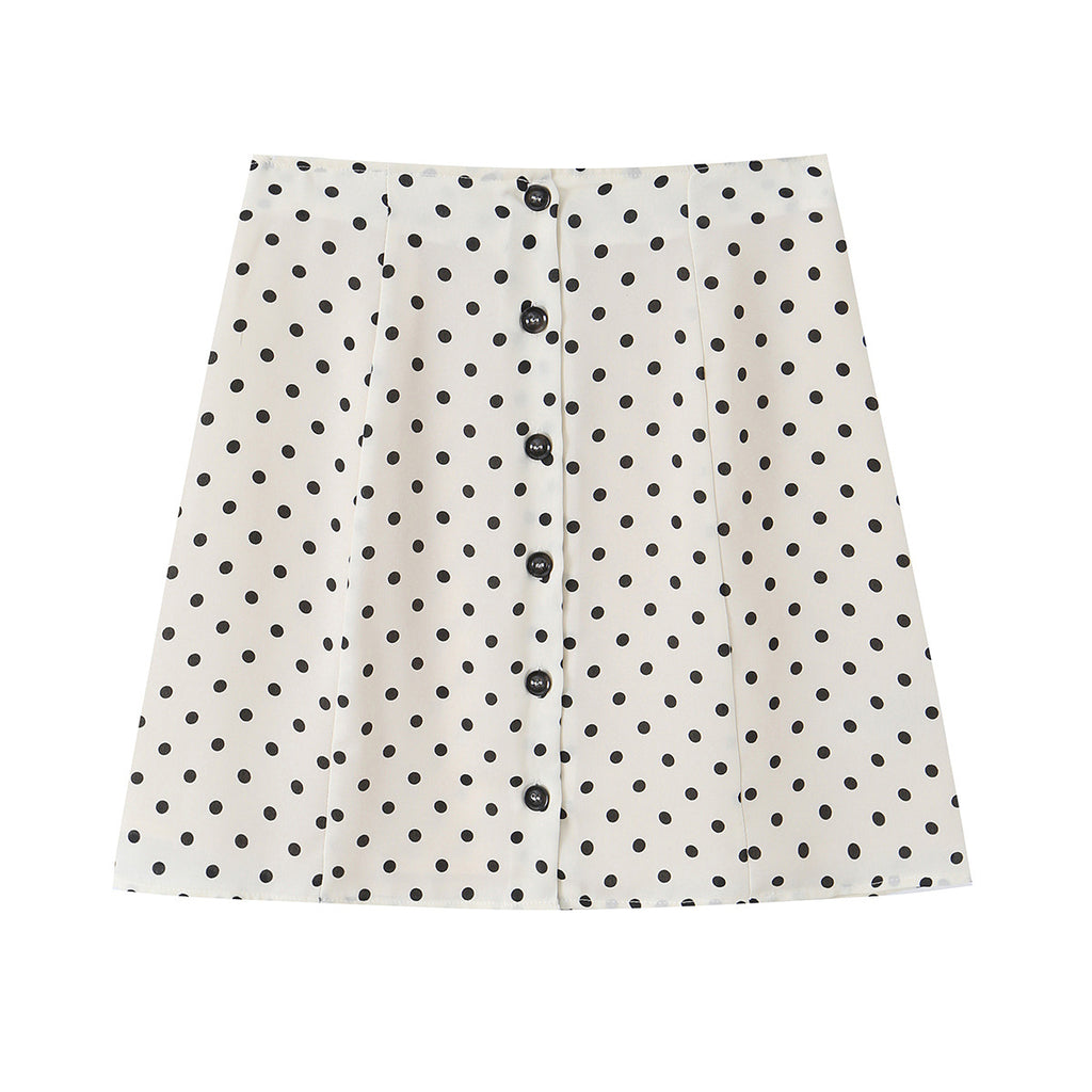 Chic Polka Dot Blouse Vest and A-Line Skirt Set for Women  Sleeveless Top with High-End Feel