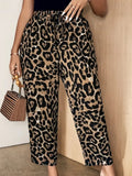 Women's Summer New Arrivals Belted Leopard Print Casual Wide Leg Pants