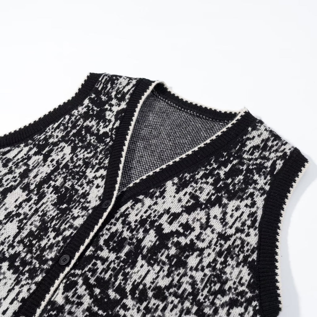 Vintage V-neck Jacquard Knitted Vest