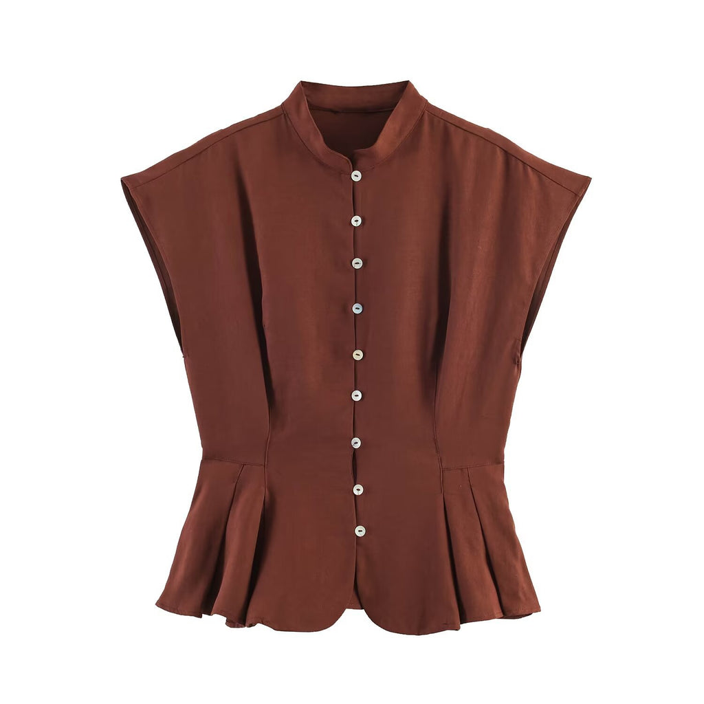 Elegant short skirt hem pleated top