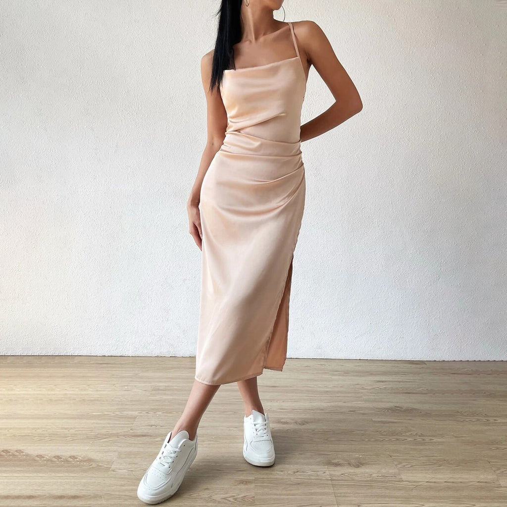 Split sling mid length skirt